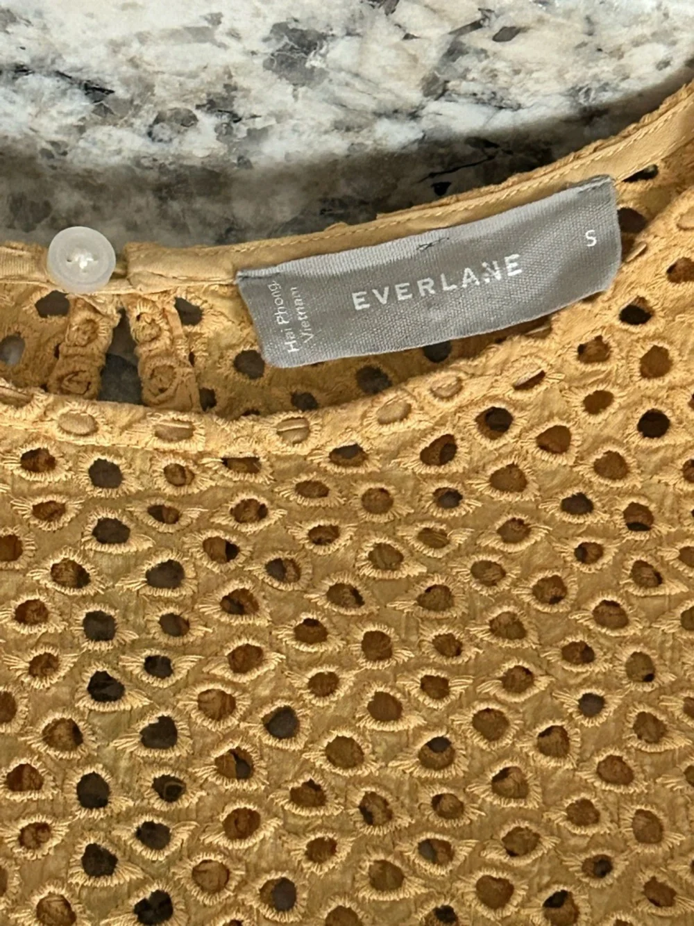 Everlane Golden Hour Cotton Eyelet Lantern Sleeve Top Blouse Size S - Picture 6 of 13